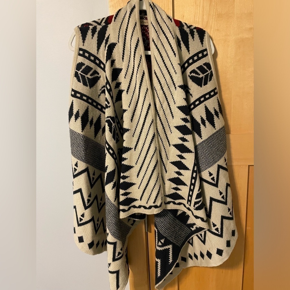 Do Everything In Love Aztec Southwestern Knit Vest Cardigan Drape Open Front OS - Picture 3 of 4